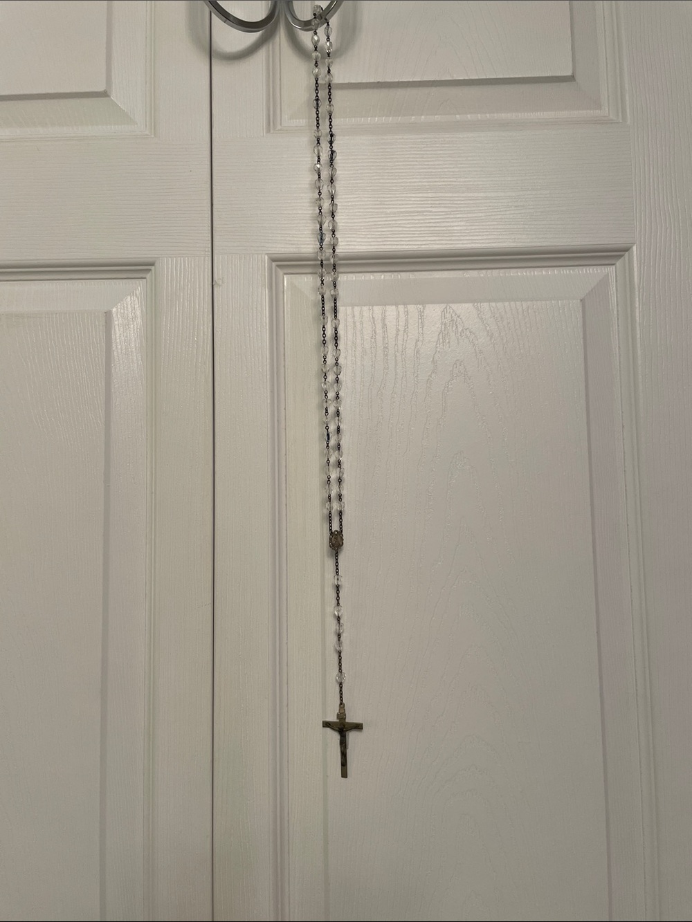 Vintage Religious ROSARY 23” with Clear Faceted Beads